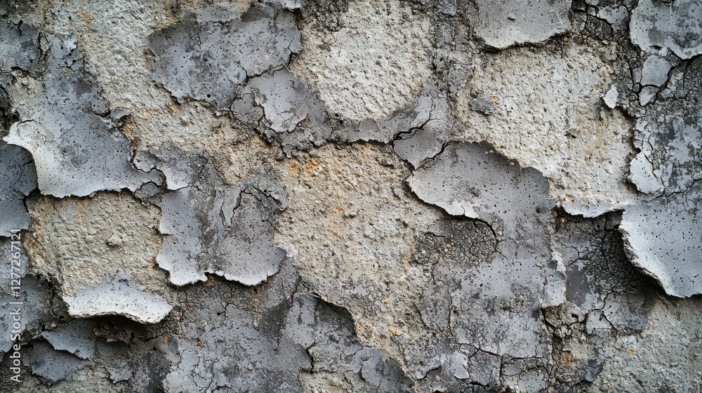 Fototapeta premium Textured Wall with Peeling Paint and Cracked Surfaces Close Up