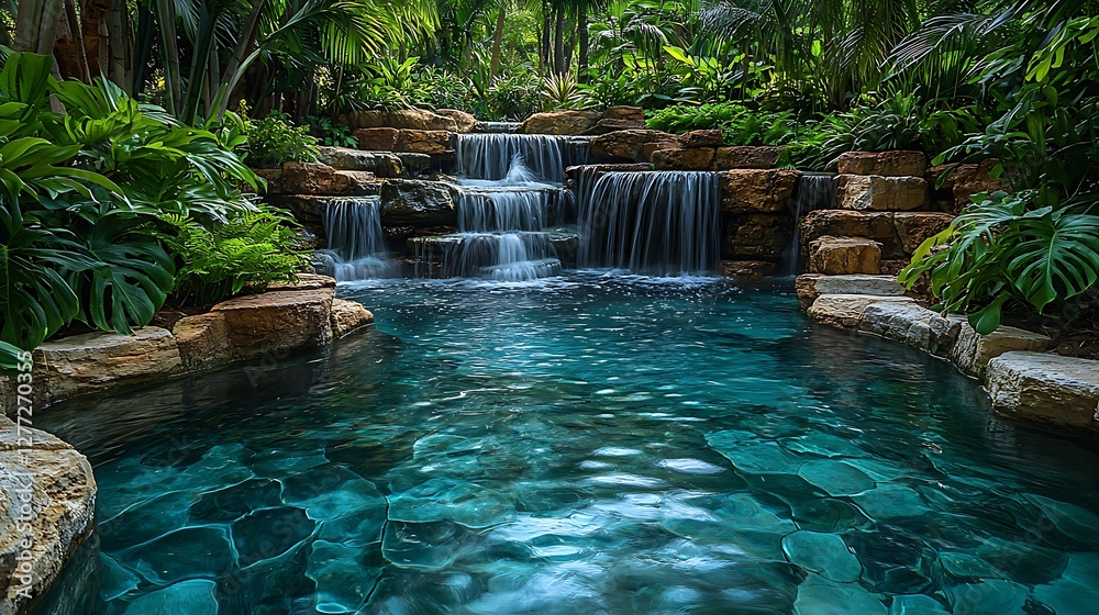Naklejka premium Tropical waterfall oasis