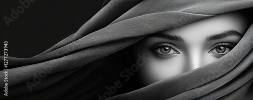 Collection of black and white close-up headshot model fashion advertising banner and background