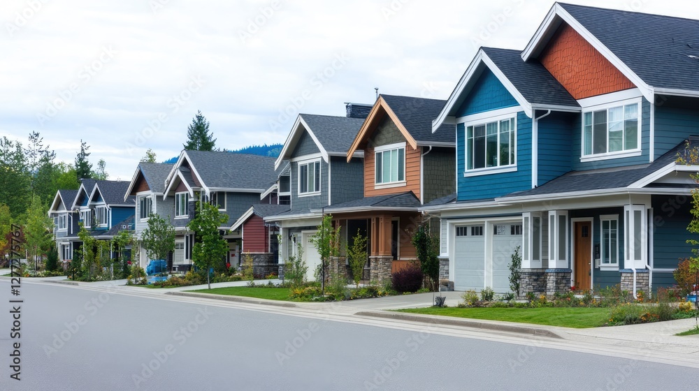 A modern residential neighborhood with undeveloped plots ready for home construction A modern residential neighborhood with undeveloped plots ready for home construction