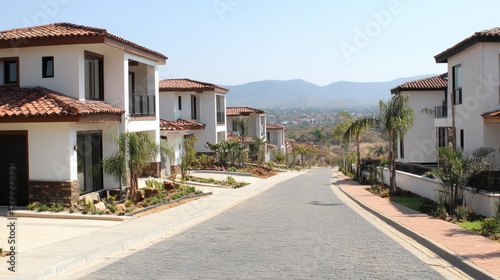 A modern residential neighborhood with undeveloped plots ready for home construction