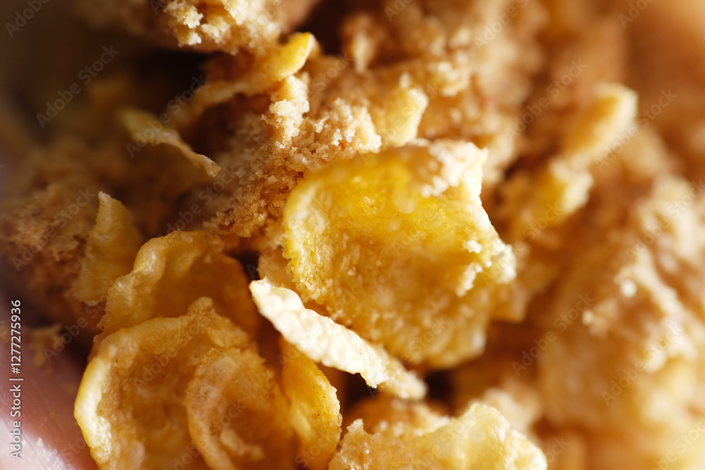 Close up texture golden flakes of corn Close up texture golden flakes of corn