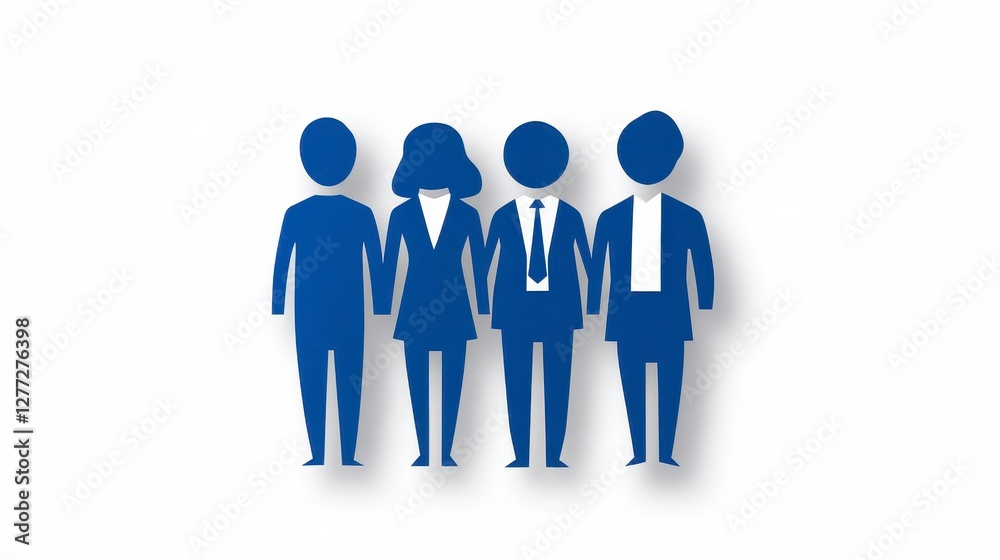 Blue Stylized Figures Representing Teamwork and Unity Blue Stylized Figures Representing Teamwork and Unity