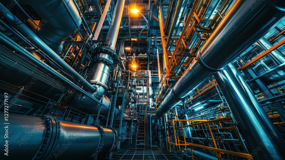 Intricate Industrial Pipe System in Modern Technology Facility Intricate Industrial Pipe System in Modern Technology Facility