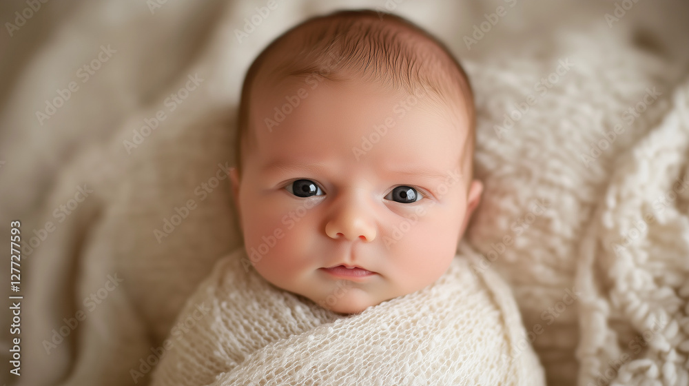 A newborn baby wrapped in a soft blanket, embodying innocence and new beginnings. A newborn baby wrapped in a soft blanket, embodying innocence and new beginnings.