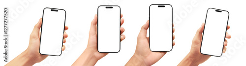 Showcasing mobile technology hands holding smartphones digital innovation studio environment close-up viewpoint modern communication concept