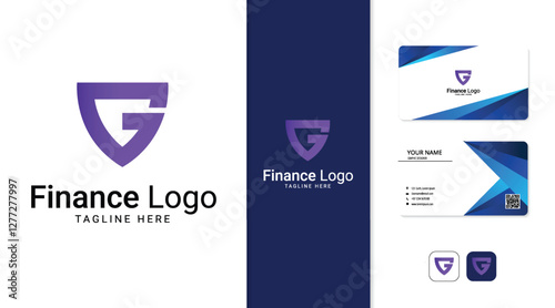 Investment logo finance logo, financial investment logo, business logo With letter G and shield including business card
