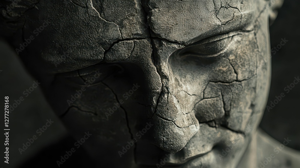 Intricate Details of Cracked Stone Sculpture Close-Up Perspective Intricate Details of Cracked Stone Sculpture Close-Up Perspective