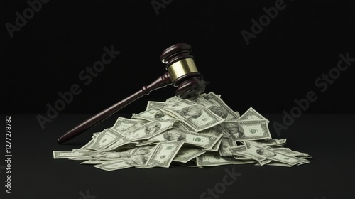 A gavel smashing a pile of money, symbolizing the fight against corruption,