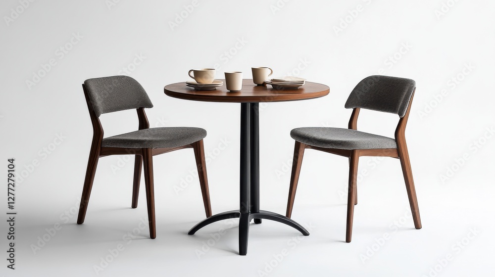 Modern Dining Table with Elegant Chairs and Tableware Design Modern Dining Table with Elegant Chairs and Tableware Design