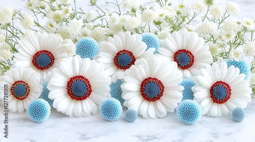 Floral display in blue