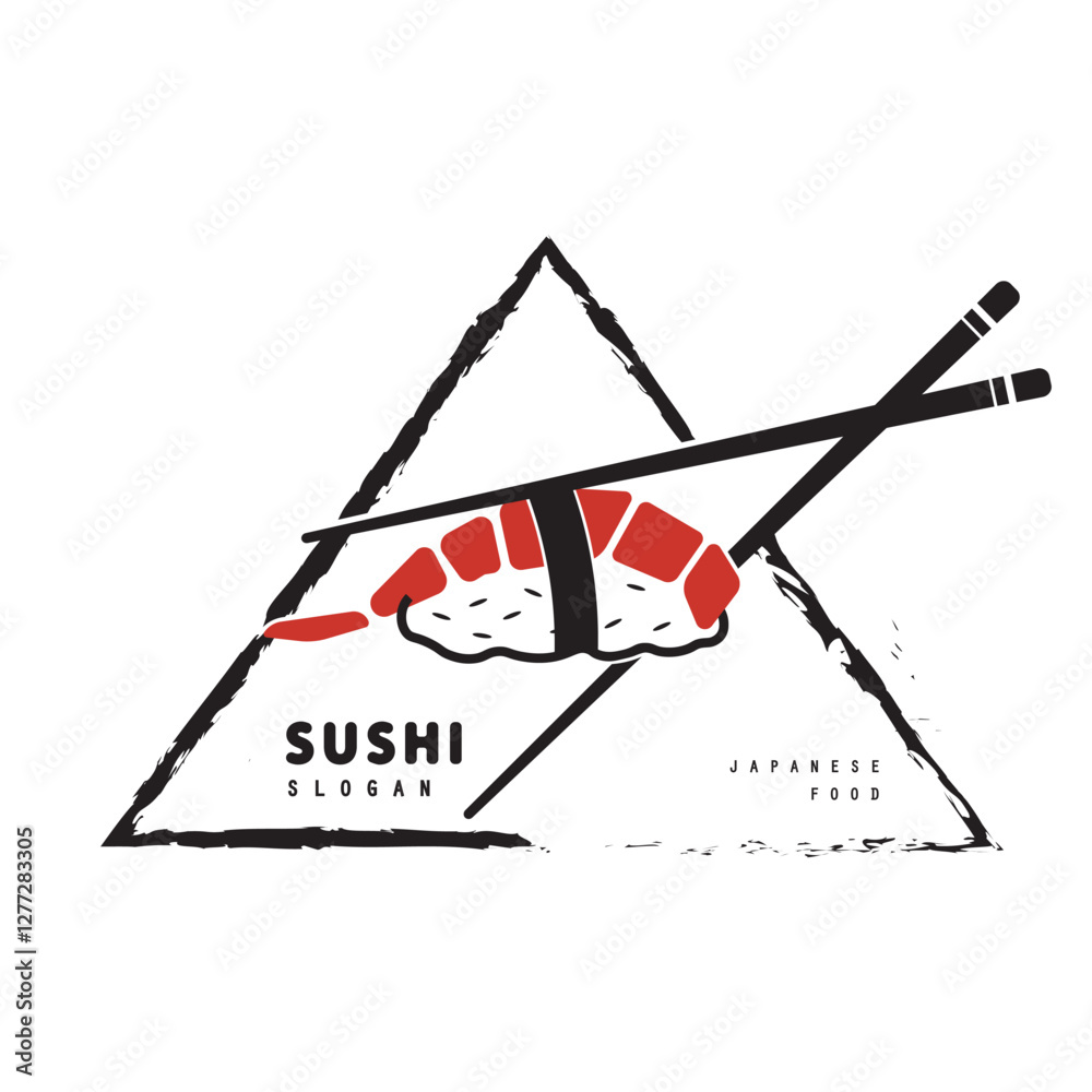 Fototapeta premium Japanese food sushi restaurant logo design vector illustration.