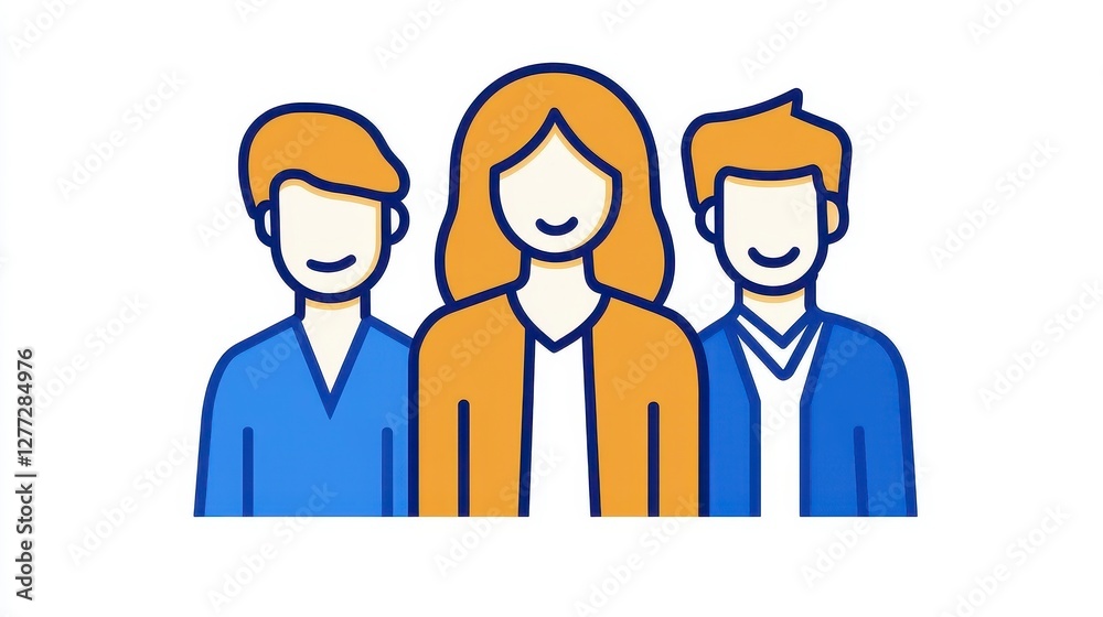 Smiling Diverse Team Illustration Simple Flat Design Smiling Diverse Team Illustration Simple Flat Design