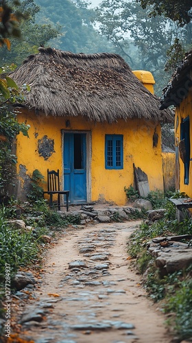 traditional thatched roof village home high resolution hd picture