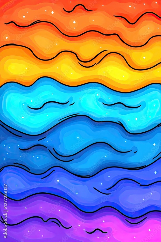 Obraz premium Abstract colorful wavy pattern with glitter.