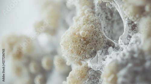 Aging cells analyzed under magnification in a clean lab. Featuring the molecular breakdown of aging cells