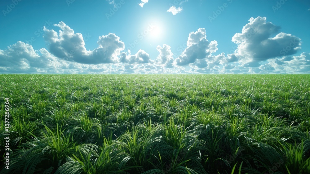 Obraz premium Lush Green Field Under Sunny Sky