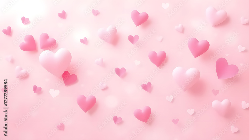 Pink hearts pattern on a romantic background for Valentine's Day Pink hearts pattern on a romantic background for Valentine's Day