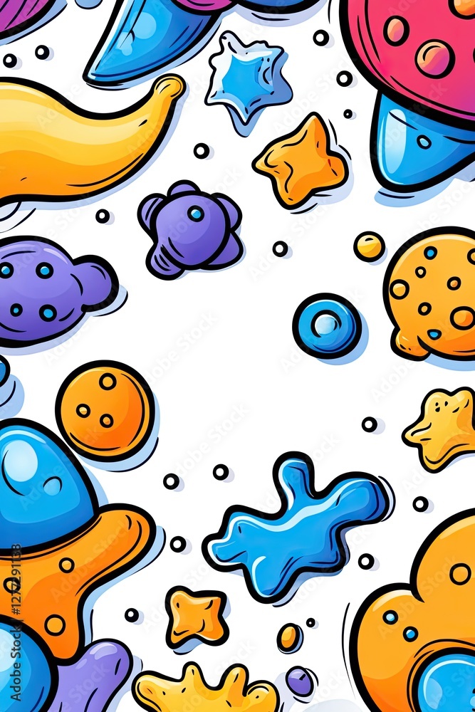 Naklejka premium Colorful abstract doodle pattern with a white background.