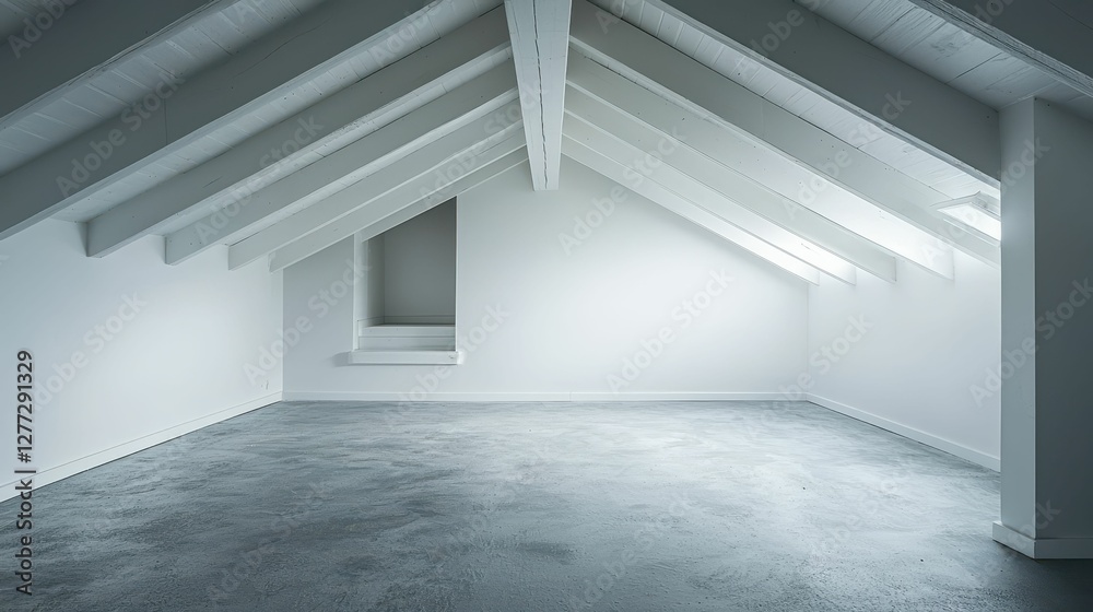Fototapeta premium Spacious and Bright Empty Room with White Walls and High Ceilings