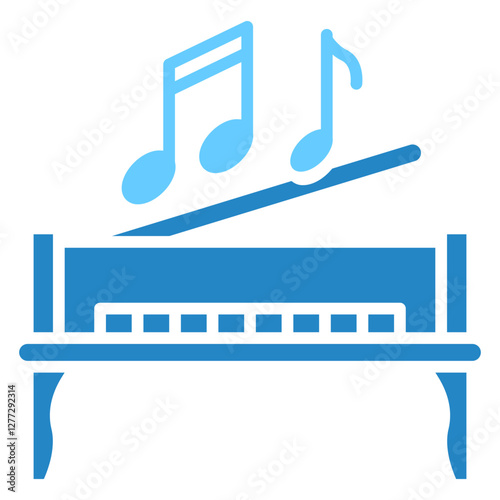 Piano dual tone blue color, mini illustration icon. use for modern concept, print, UI, UX kit, web and app development. Vector EPS 10, related to entertainment, festival, funfair and hobbies.
