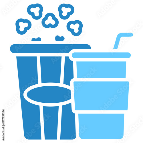 Popcorn dual tone blue color, mini illustration icon. use for modern concept, print, UI, UX kit, web and app development. Vector EPS 10, related to entertainment, festival, funfair and hobbies.