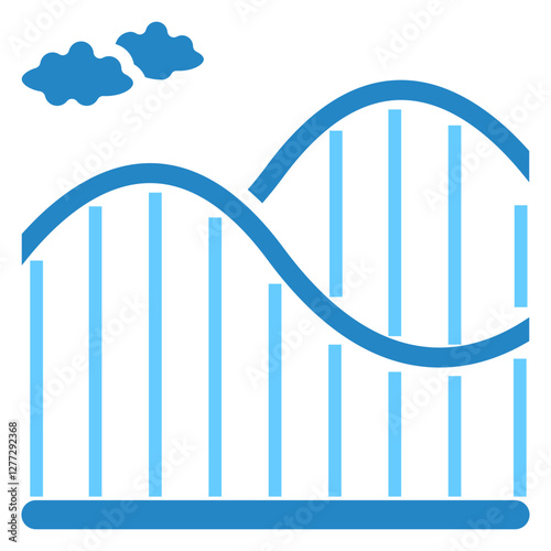 Roller Coaster dual tone blue color, mini illustration icon. use for modern concept, print, UI, UX kit, web and app development. Vector EPS 10, related to entertainment, festival, funfair and hobbies.