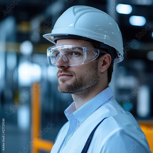 Safety inspection procedures for industrial workers factory floor photography professional environment close-up view occupational health