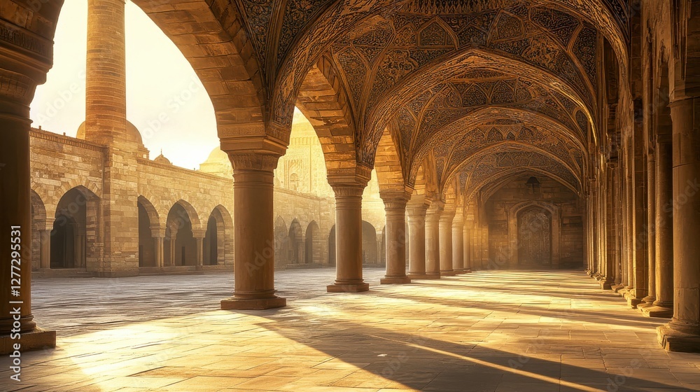 Fototapeta premium Serene Architecture in Historic Building with Intricate Arches