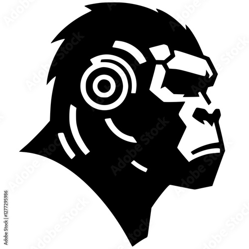 Silhouette of a gorilla robot head