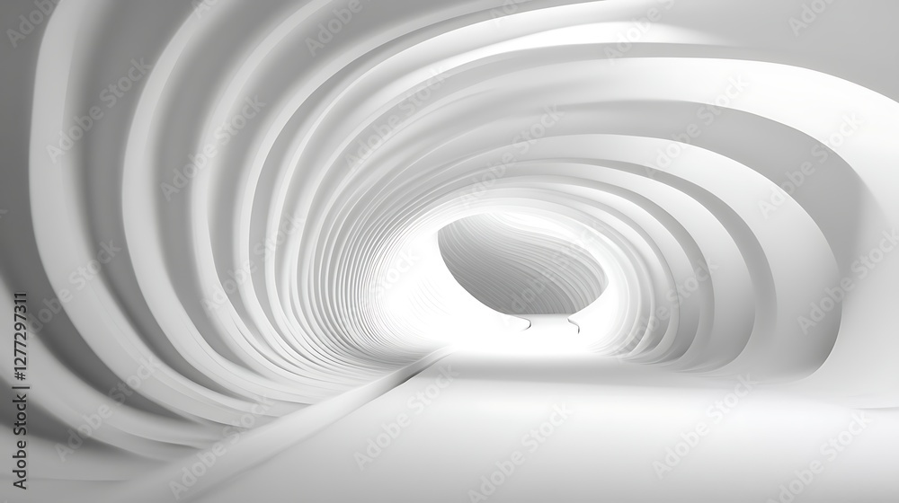 Obraz premium White abstract tunnel, light ahead