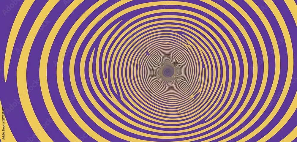 Hypnotic Concentric Rings in Gold and Purple, A Visual Illusion Hypnotic Concentric Rings in Gold and Purple, A Visual Illusion