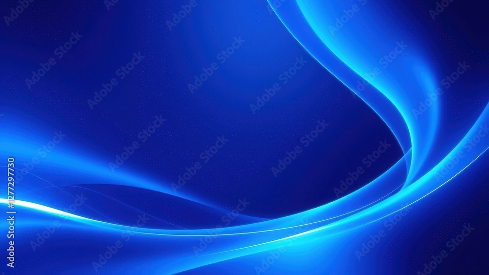 Obraz premium Abstract Blue Wave Background, Smooth Curves - Abstract backgrounds