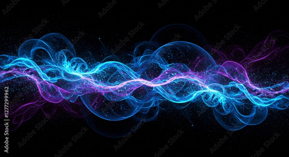 Obraz premium Abstract futuristic waveforms with glowing blue and purple light effects