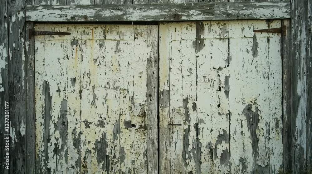 Weathered Wooden Door with Peeling White Paint and Rustic Charm Weathered Wooden Door with Peeling White Paint and Rustic Charm
