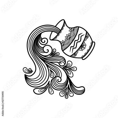 Aquarius Zodiac, water bearer vector illustration.