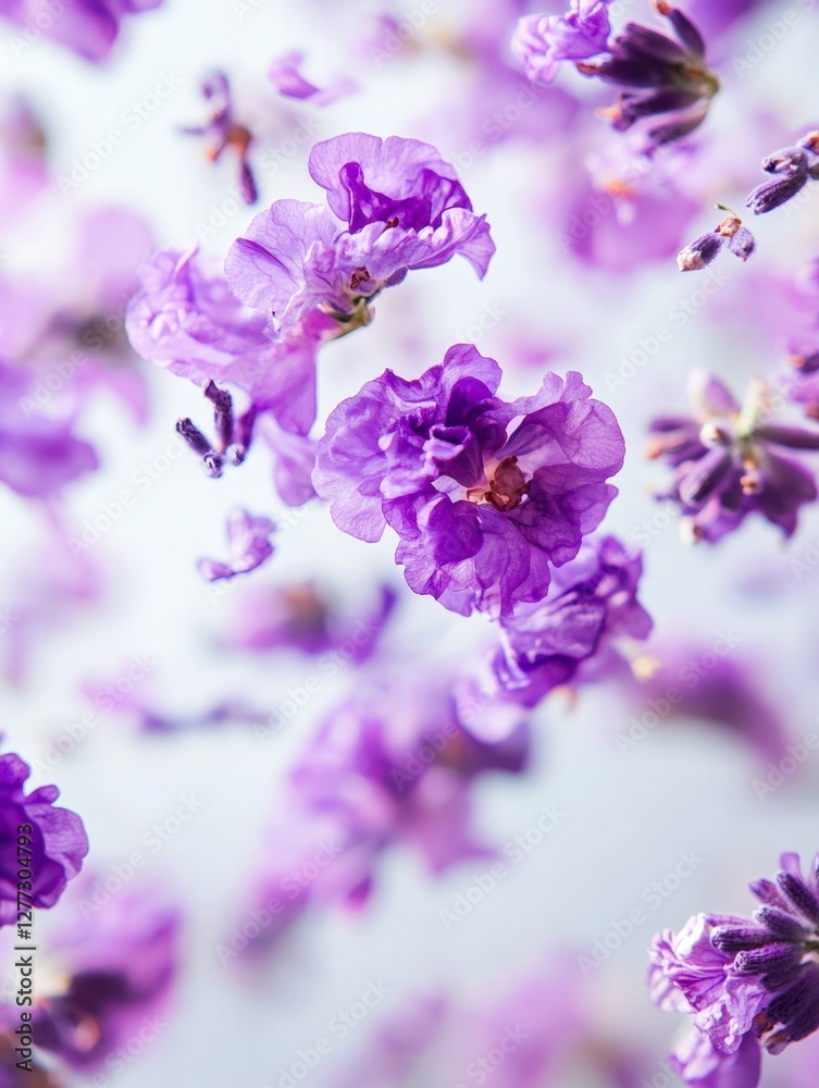 Obraz premium Beautiful Purple Flowers with Delicate Petals on Soft Background