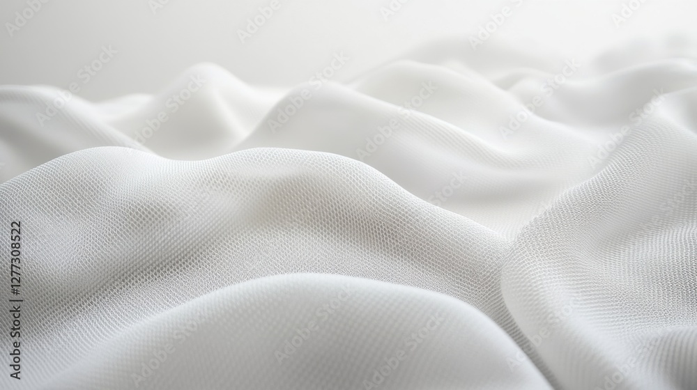 Obraz premium Soft White Fabric Texture with Gentle Waves and Gradients for Elegant Background or Design Purposes