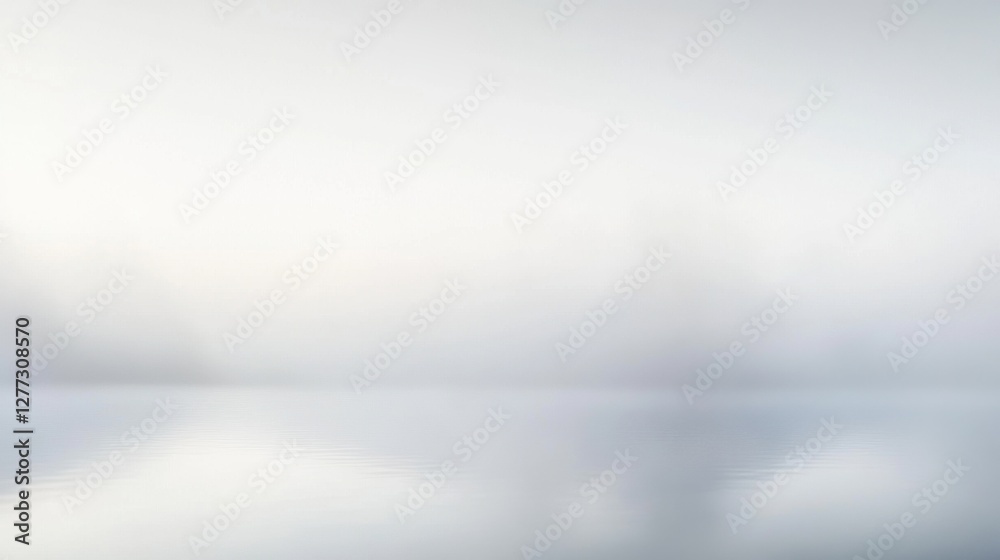 Obraz premium Soft Mist Over Calm Water Surface with Gentle Reflection in Serene Natural Landscape at Dawn