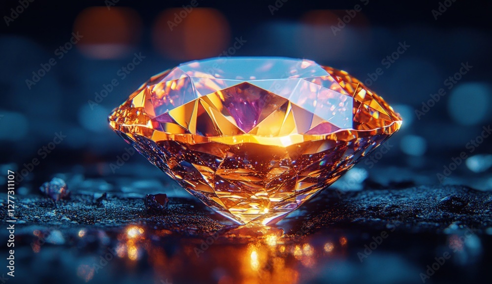 Hyper-realistic Gem Close-up Sparkling Facets Reflections Soft Light Black Background Hyper-realistic Gem Close-up Sparkling Facets Reflections Soft Light Black Background