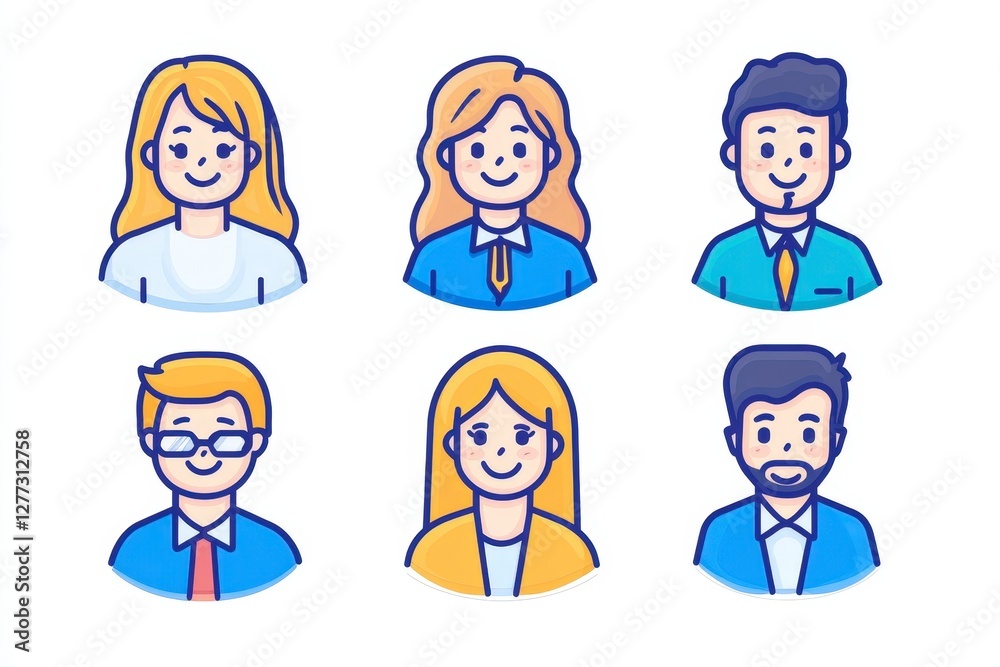 Diverse Group of Cartoon Characters Representing Different Professions Diverse Group of Cartoon Characters Representing Different Professions