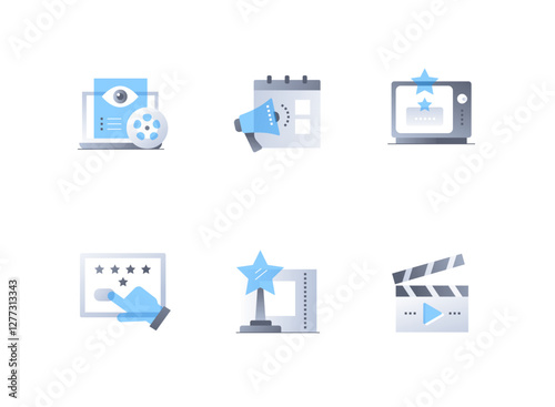 Film awards and premieres - flat design style icons set