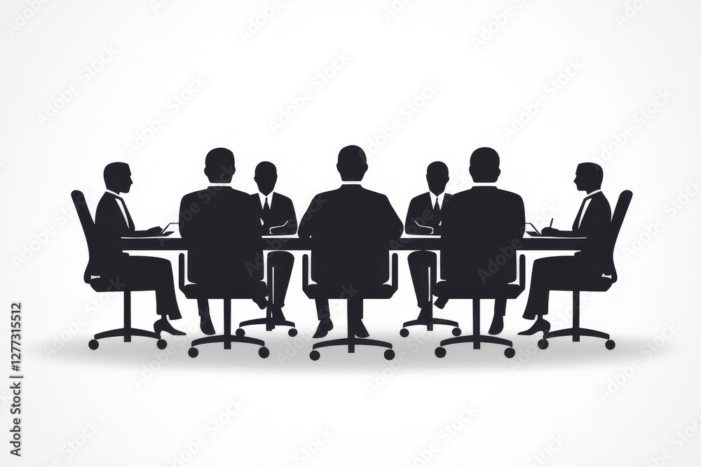 Business Meeting with Silhouetted Professionals Around a Table Business Meeting with Silhouetted Professionals Around a Table