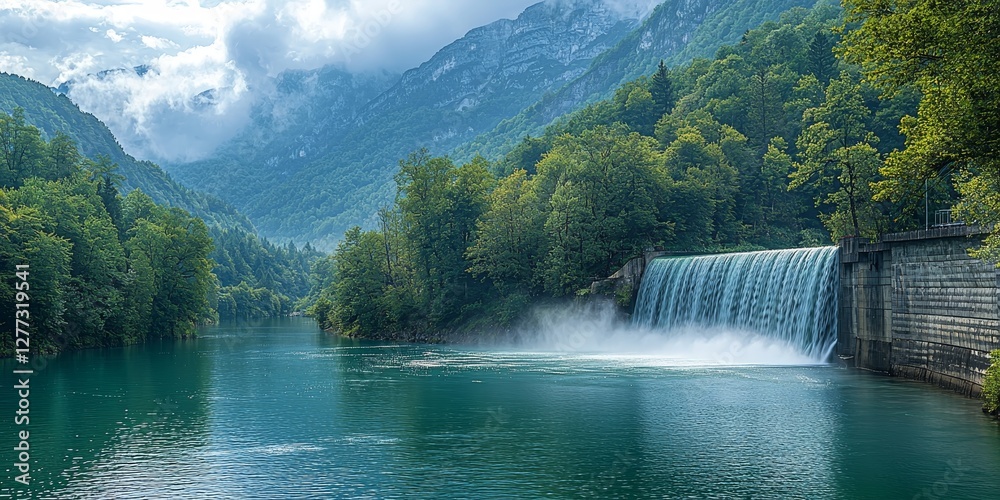 Fototapeta premium Harmony of Nature and Technology in Hydropower