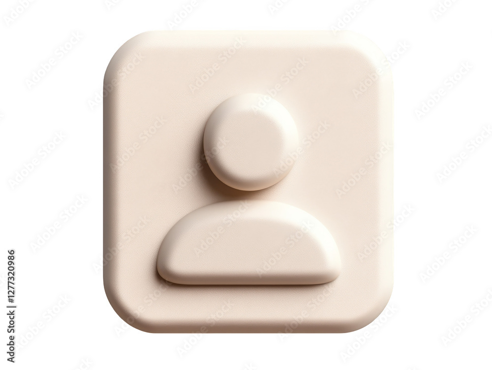 White button with person icon, ideal for design and digital projects White button with person icon, ideal for design and digital projects