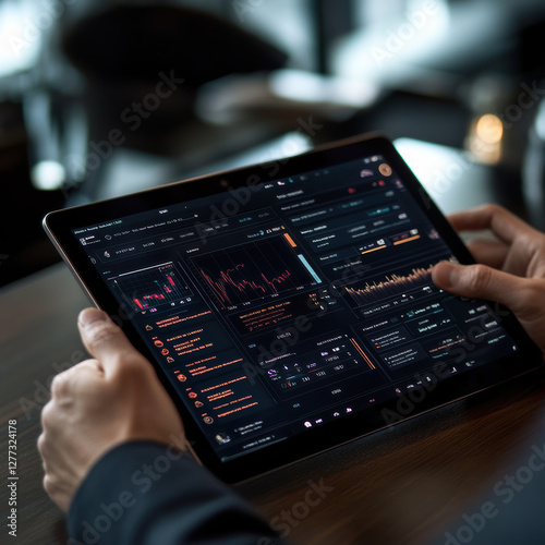 Analyzing financial data insights office setting digital dashboard modern environment close-up view business intelligence