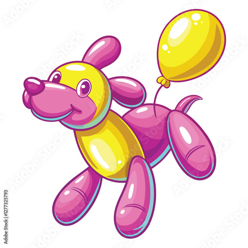 A whimsical, nervously twitching balloon animal, seemingly alive, with visible seams and slightly deflating.  Its eyes convey anxiety.