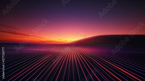 Sunset desert linescape, digital art photo