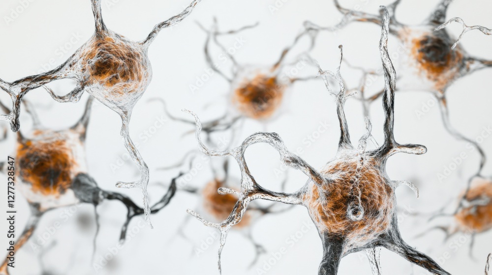 Aging cells studied under magnification in a lab. Featuring molecular breakdown and cellular decay Aging cells studied under magnification in a lab. Featuring molecular breakdown and cellular decay