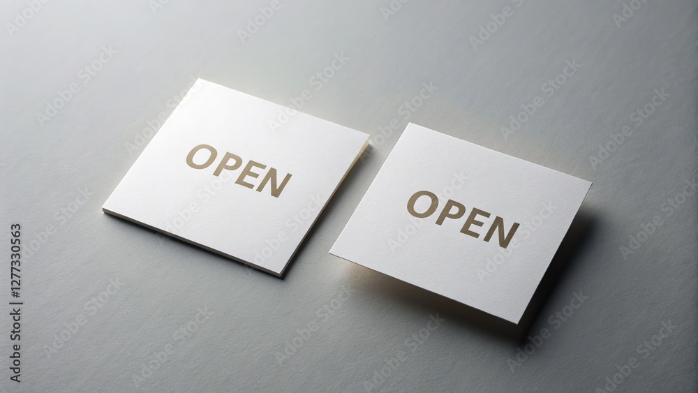 Top View of Two Open White Paper Cards for Text Top View of Two Open White Paper Cards for Text